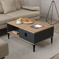 Masuta de cafea, Hanah Home, Sare 2003, 90x41.5x60 cm, PAL, Stejar safir / Antracit