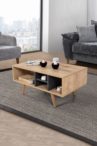 Masuta de cafea, Hanah Home, Sina 2021, 90x43x55 cm, PAL, Stejar safir / Antracit