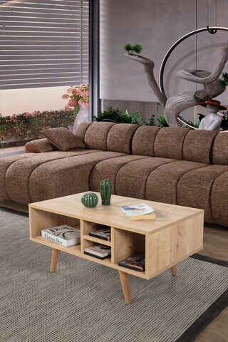 Masuta de cafea, Hanah Home, Sina 2022, 90x43x55 cm, PAL, Maro