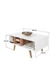 Masuta de cafea, Hanah Home, Sina 2024, 90x43x55 cm, PAL, Alb/Maro