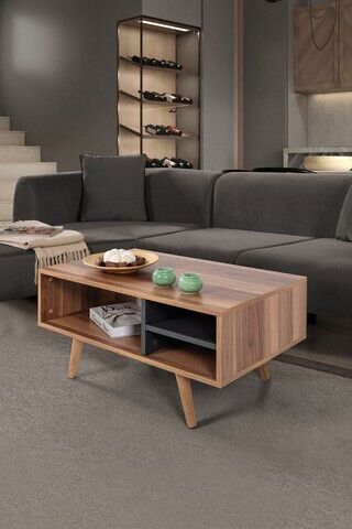 Masuta de cafea, Hanah Home, Venüs 2030, 90x43x55 cm, PAL, Nuc / Antracit