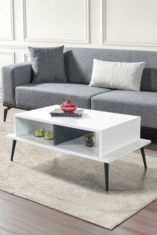 Masuta de cafea, Hanah Home, Şile 2012, 100x40x56 cm, PAL, Alb / Antracit