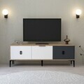 Comoda TV, Hanah Home, Neva 3501, 150x50x35 cm, PAL, Stejar / Alb / Antracit