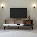Comoda TV, Hanah Home, Neva 3501, 150x50x35 cm, PAL, Stejar / Alb / Antracit