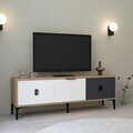 Comoda TV, Hanah Home, Neva 3501, 150x50x35 cm, PAL, Stejar / Alb / Antracit