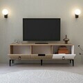 Comoda TV, Hanah Home, Neva 3502, 150x50x35 cm, PAL, Stejar / Alb