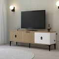 Comoda TV, Hanah Home, Neva 3502, 150x50x35 cm, PAL, Stejar / Alb