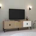 Comoda TV, Hanah Home, Neva 3502, 150x50x35 cm, PAL, Stejar / Alb