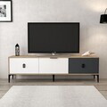 Comoda TV, Hanah Home, Neva 3801, 180x50x35 cm, PAL, Stejar / Alb / Antracit