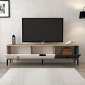 Comoda TV, Hanah Home, Neva 3801, 180x50x35 cm, PAL, Stejar / Alb / Antracit