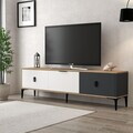 Comoda TV, Hanah Home, Neva 3801, 180x50x35 cm, PAL, Stejar / Alb / Antracit