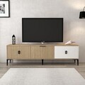 Comoda TV, Hanah Home, Neva 3802, 180x50x35 cm, PAL, Stejar / Alb