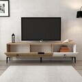 Comoda TV, Hanah Home, Neva 3802, 180x50x35 cm, PAL, Stejar / Alb