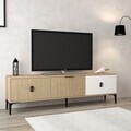 Comoda TV, Hanah Home, Neva 3802, 180x50x35 cm, PAL, Stejar / Alb