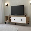 Comoda TV, Hanah Home, Era 3504, 150x50x35 cm, PAL, Stejar Safir / Alb