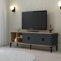 Comoda TV, Hanah Home, Era 3505, 150x50x35 cm, PAL, Stejar safir / Antracit