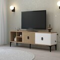 Comoda TV, Hanah Home, Era 3506, 150x50x35 cm, PAL, Stejar / Alb
