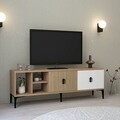 Comoda TV, Hanah Home, Era 3506, 150x50x35 cm, PAL, Stejar / Alb