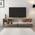 Comoda TV, Hanah Home, Era 3804, 180x50x35 cm, PAL, Stejar Safir / Alb