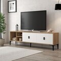 Comoda TV, Hanah Home, Era 3804, 180x50x35 cm, PAL, Stejar Safir / Alb