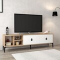 Comoda TV, Hanah Home, Era 3804, 180x50x35 cm, PAL, Stejar Safir / Alb