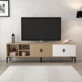 Comoda TV, Hanah Home, Era 3806, 180x50x35 cm, PAL, Stejar / Alb