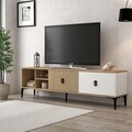 Comoda TV, Hanah Home, Era 3806, 180x50x35 cm, PAL, Stejar / Alb