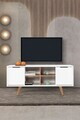 Comoda TV, Hanah Home, Sina 3318, 130x59x35 cm, PAL, Alb/Maro
