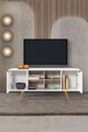 Comoda TV, Hanah Home, Sina 3318, 130x59x35 cm, PAL, Alb/Maro