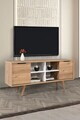 Comoda TV, Hanah Home, Sina 3321, 130x59x35 cm, PAL, Stejar Safir / Alb