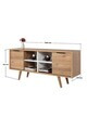 Comoda TV, Hanah Home, Sina 3321, 130x59x35 cm, PAL, Stejar Safir / Alb