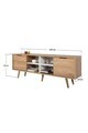 Comoda TV, Hanah Home, Sina 3621, 160x59x35 cm, PAL, Stejar Safir / Alb