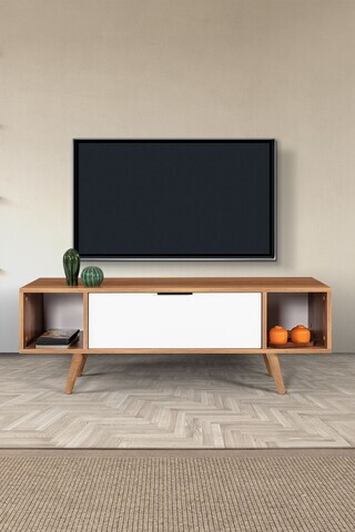 Comoda TV, Hanah Home, Mesir 3326, 130x47x35 cm, PAL, Nuc/Alb