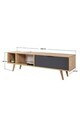 Comoda TV, Hanah Home, Venüs 3641, 160x46x35 cm, PAL, Stejar safir / Antracit