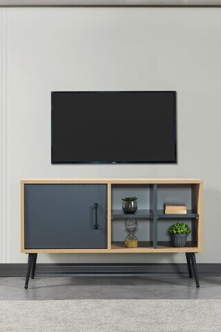 Comoda TV, Hanah Home, Şile 3109, 100x60x35 cm, PAL, Stejar safir / Antracit