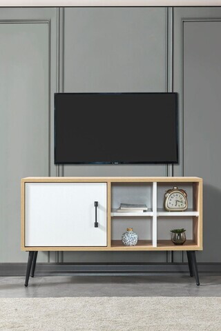 Comoda TV, Hanah Home, Şile 3111, 100x60x35 cm, PAL, Stejar safir / Antracit