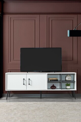 Comoda TV, Hanah Home, Şile 3612, 160x60x35 cm, PAL, Alb / Antracit