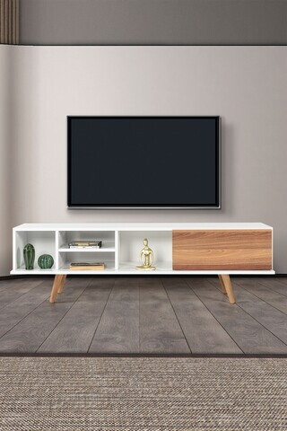 Comoda TV, Hanah Home, Ela 3630, 160x47x35 cm, PAL, Alb/Maro