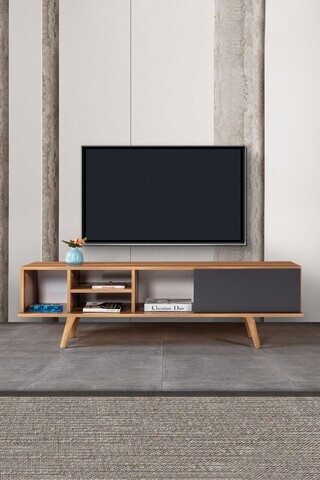 Comoda TV, Hanah Home, Ela 3631, 160x47x35 cm, PAL, Nuc / Antracit