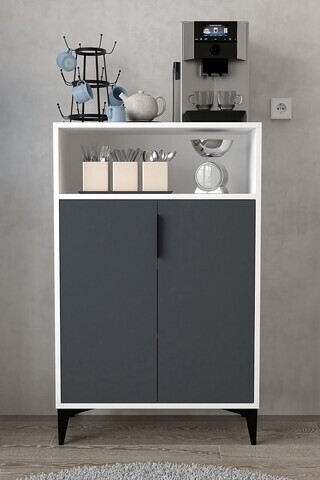 Dulap multifunctional, Hanah Home, Ada 1202, 72x114x36.5 cm, PAL, Alb / Antracit