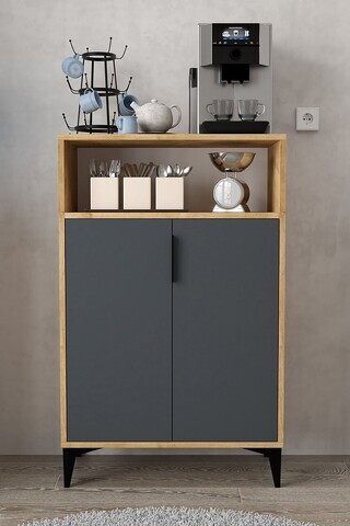 Dulap multifunctional, Hanah Home, Ada 1204, 72x114x36.5 cm, PAL, Stejar safir / Antracit