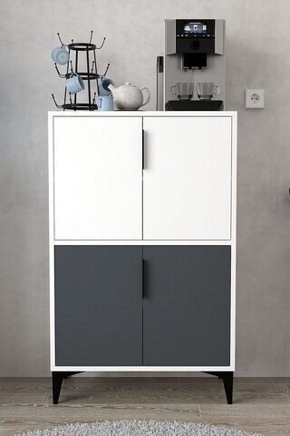 Dulap multifunctional, Hanah Home, Ada 1402, 72x114x36.5 cm, PAL, Alb / Antracit