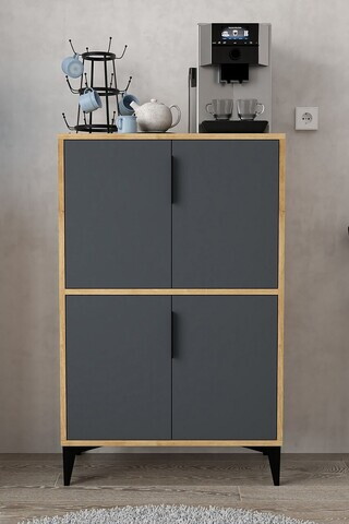 Dulap multifunctional, Hanah Home, Ada 1403, 72x114x36.5 cm, PAL, Stejar safir / Antracit