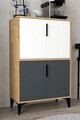 Dulap multifunctional, Hanah Home, Ada 1404, 72x114x36.5 cm, PAL, Stejar Safir / Alb / Antracit