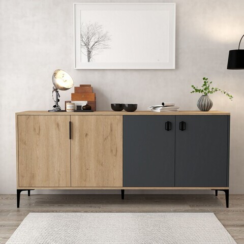 Consola, Hanah Home, Neva 4001, 180x81x44 cm, PAL, Stejar safir / Antracit