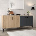 Consola, Hanah Home, Neva 4001, 180x81x44 cm, PAL, Stejar safir / Antracit
