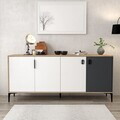 Consola, Hanah Home, Neva 4002, 180x81x44 cm, PAL, Stejar / Alb / Antracit