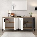 Consola, Hanah Home, Neva 4002, 180x81x44 cm, PAL, Stejar / Alb / Antracit
