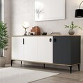 Consola, Hanah Home, Neva 4002, 180x81x44 cm, PAL, Stejar / Alb / Antracit