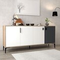 Consola, Hanah Home, Neva 4002, 180x81x44 cm, PAL, Stejar / Alb / Antracit